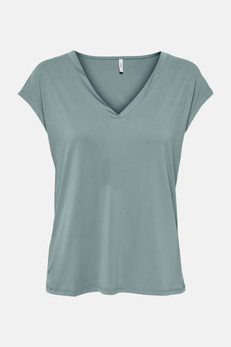 T-shirt vert de mantestes courtes ONLY ONLY, et et avec un col V.
