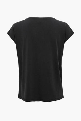 T-shirt noir de ONLY, couleur unie et manches courtes, vue arrière sur fond blanc.