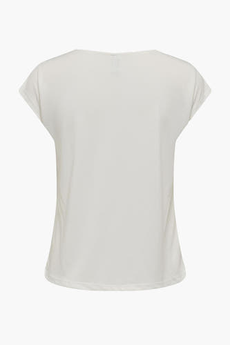 Wit T-shirt met korte mouwen van ONLY, effen design, rugzijde getoond.
