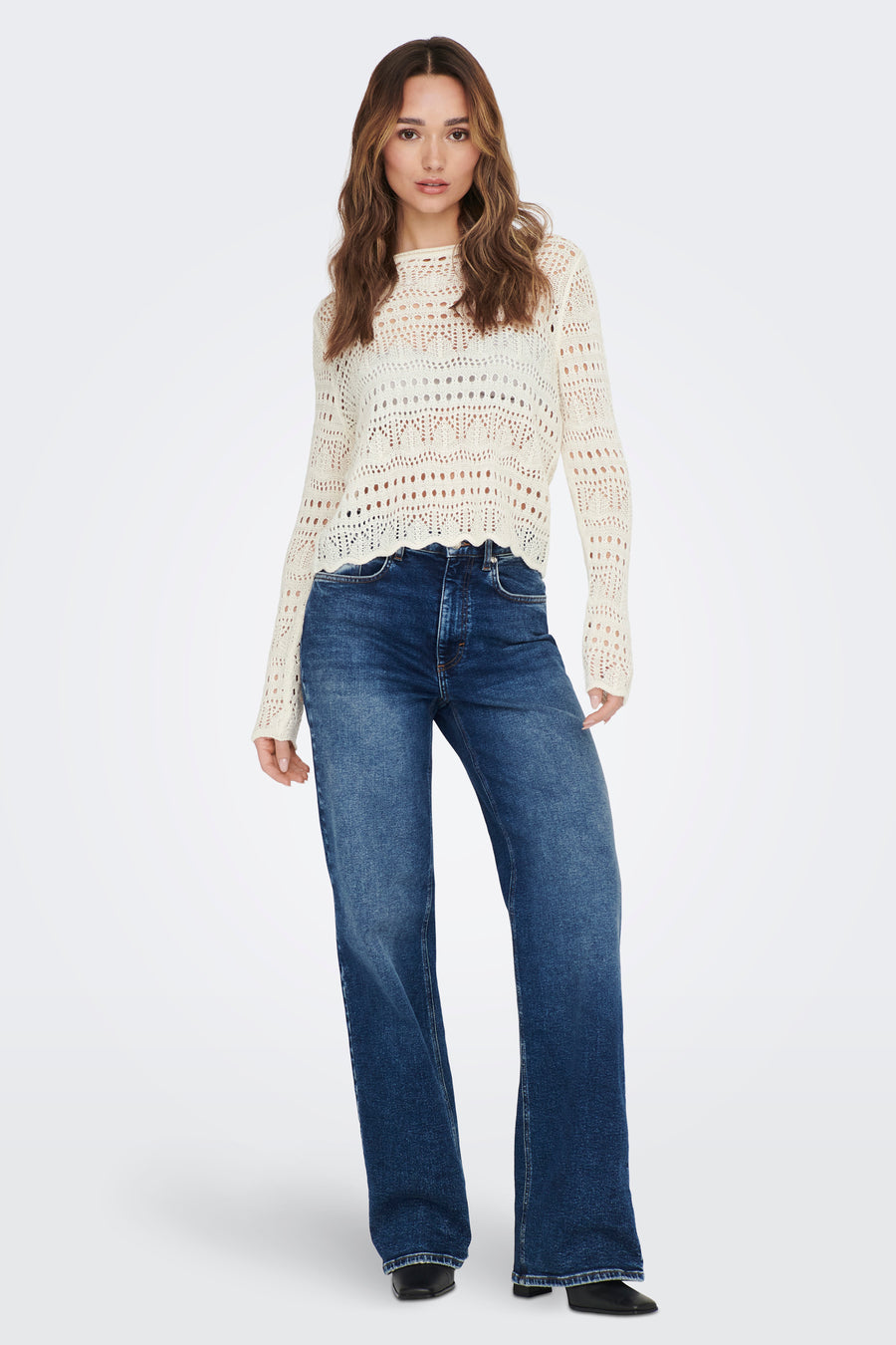 Pull met ronde hals - wit - JDY