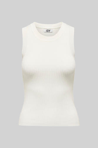Wit mouwloos shirt van JDY, met een ribgebreide textuur.