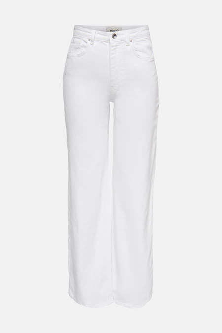 Off-white denim jeans van ONLY, wijde pijpen en een klassieke tailleband.