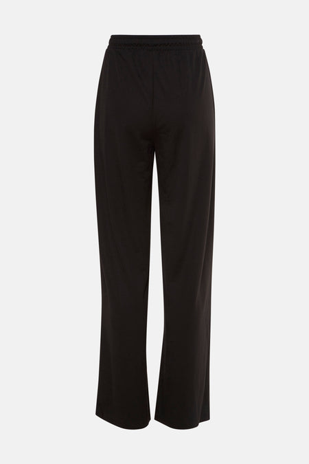 Zwarte broek van ONLY, gezien van achteren, met een elastische tailleband.
