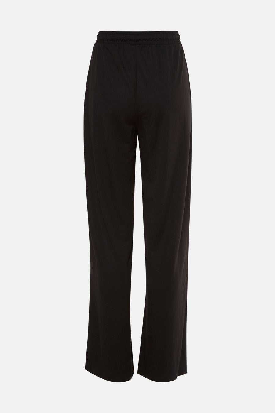 Zwarte broek van ONLY, gezien van achteren, met een elastische tailleband.
