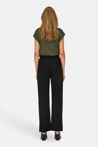 Zwarte broek van ONLY, met wijde pijpen en een elastische tailleband.