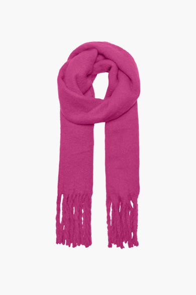 Chapeau d'hiver rose ONLY avec des franges aux extrémités et une douce texture.