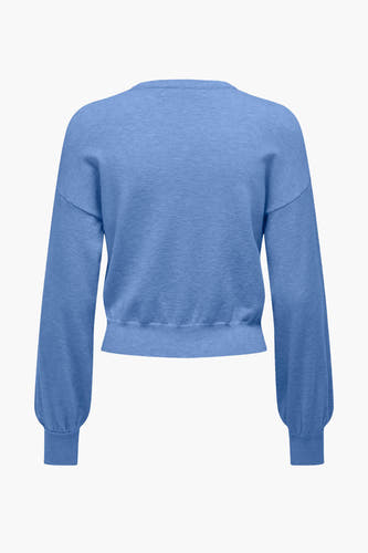 Blauwe trui met ronde hals van ONLY, met lange mouwen en een ribgebreide zoom.
