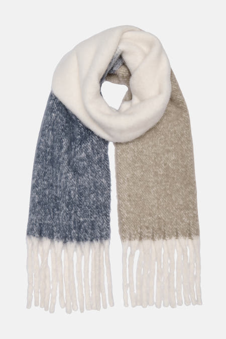 Écharpe d'hiver multicolore ONLY ONLY avec un design design bloc de couleurs et des franges.
