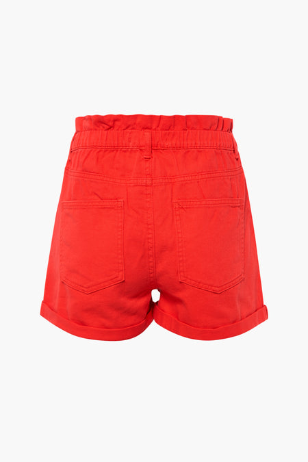 Rode short van ONLY, met elastische tailleband en achterzakken.
