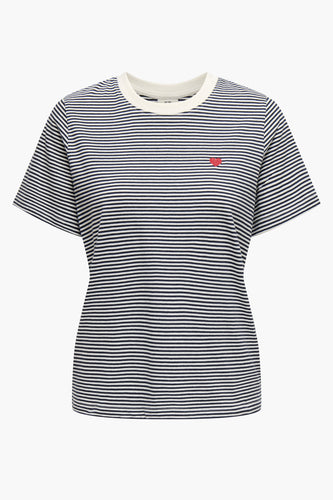 Veelkleurig T-shirt met korte mouwen van JDY, gestreept en met een kleine rode hartapplicatie.