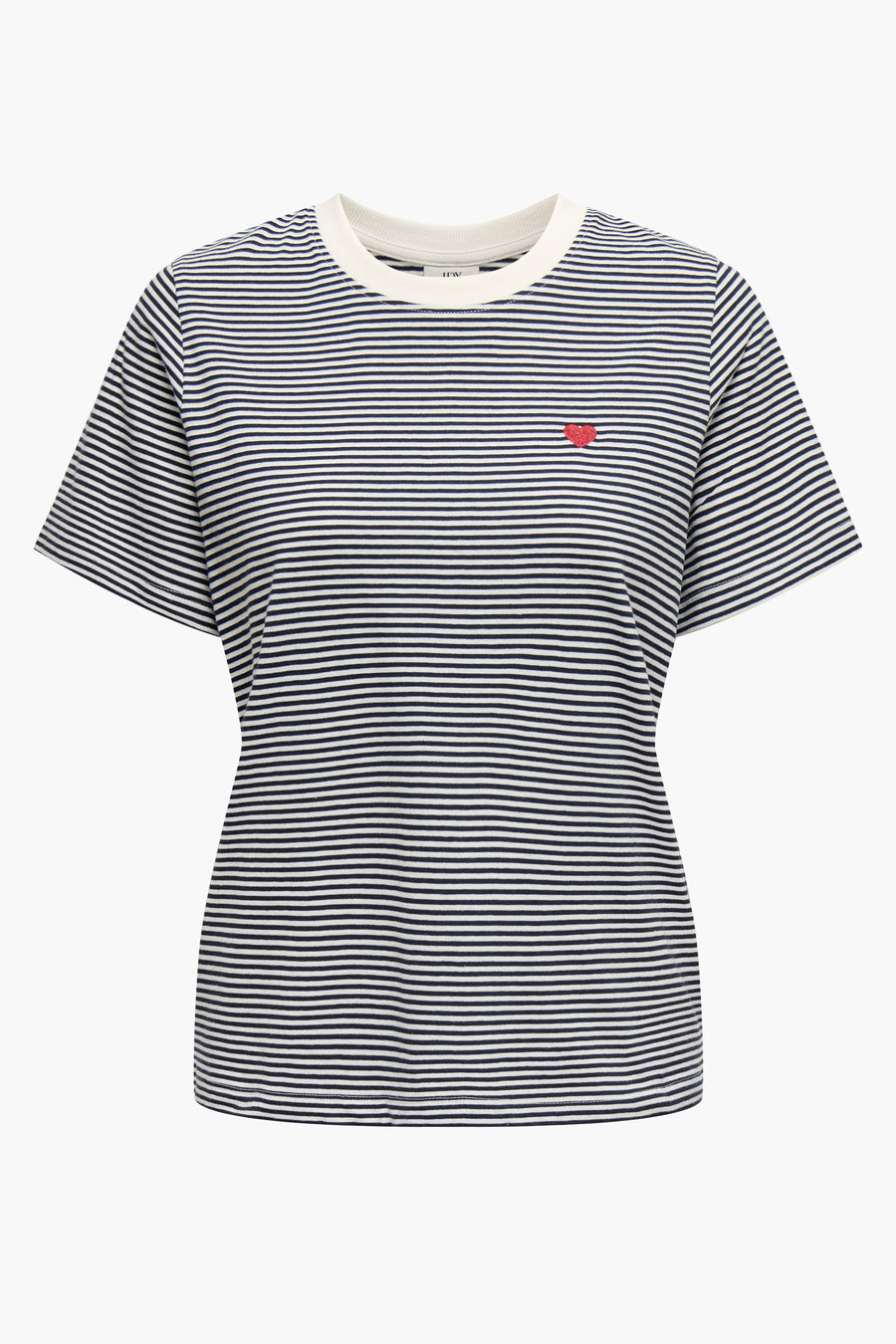Veelkleurig T-shirt met korte mouwen van JDY, gestreept en met een kleine rode hartapplicatie.