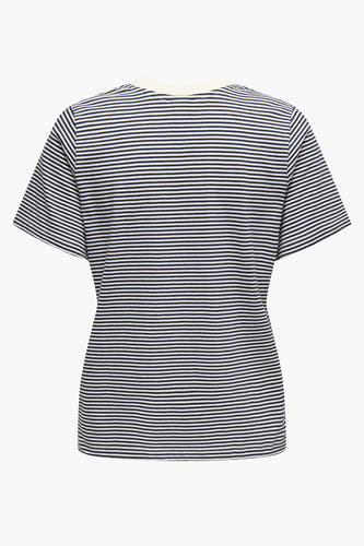 T-shirt à manches courtes multicolore de JDY, avec un motif rayé et un col rond.