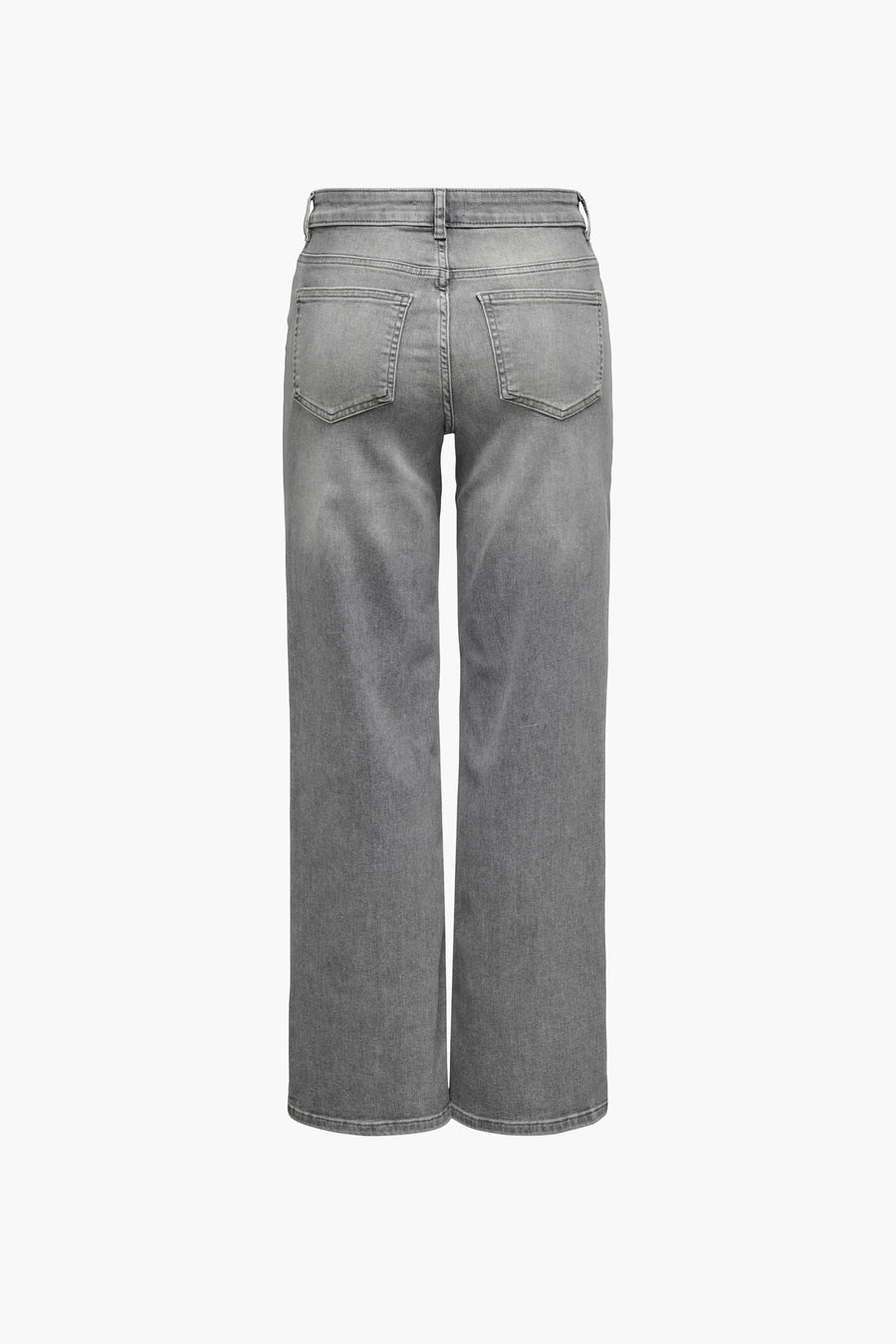 Lichtgrijze denim jeans wide van ONLY met zakken aan de achterkant.
