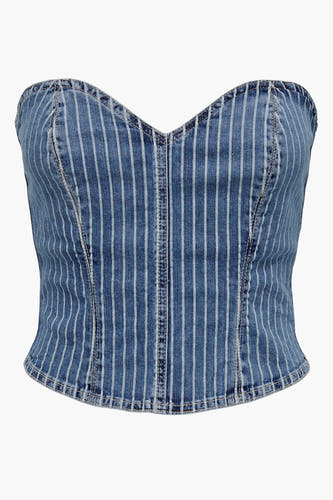 Dames tops blouse zonder mouw - light blue denim
