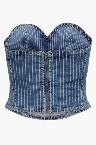 Dames tops blouse zonder mouw - light blue denim