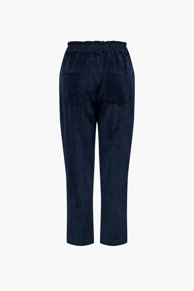 Blauwe broek van JDY, met elastische tailleband en achterzakken.
