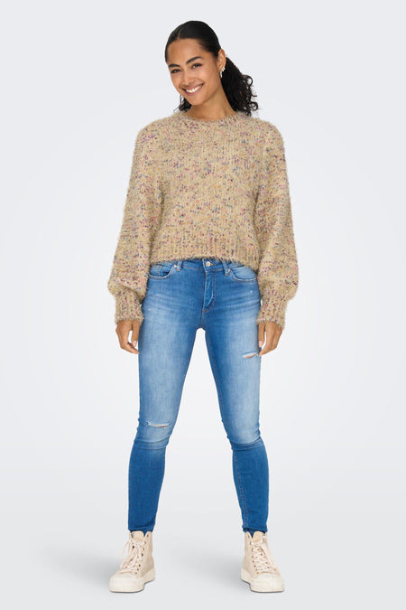 ONLFANTASTICO LS GLITTER O-NECK KNT