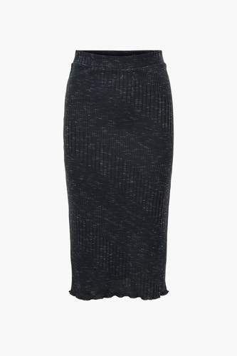 Jupe grise JDY avec une texture rayée et une ceinture élastique.