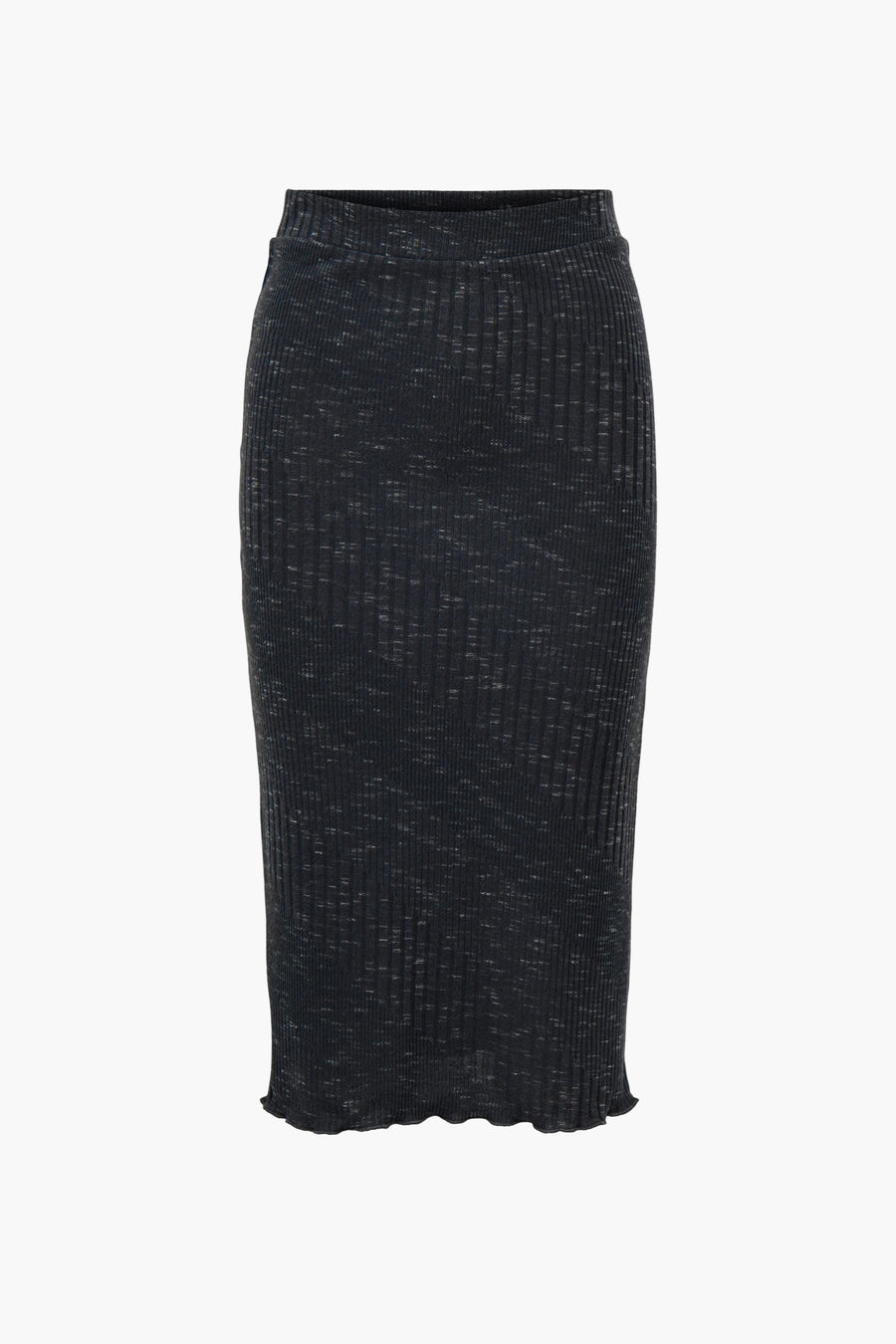 Jupe grise JDY avec une texture rayée et une ceinture élastique.