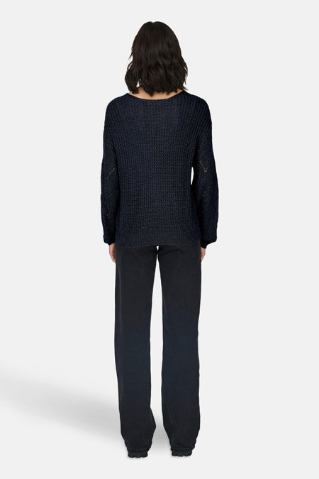 Pull met V-hals - blauw