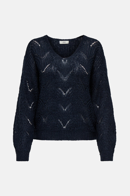 Pull met V-hals - blauw