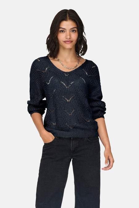 Pull met V-hals - blauw