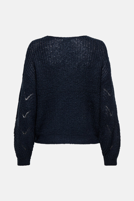 Pull met V-hals - blauw