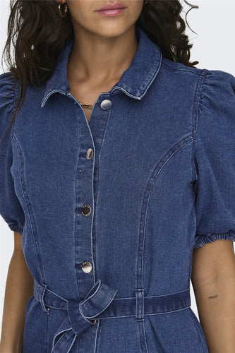 Kleedje met korte mouwen - mid blue denim