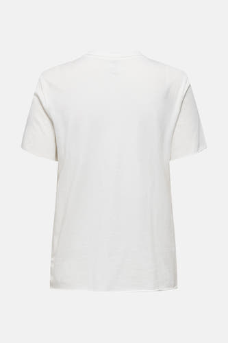 Ecru T-shirt met korte mouwen van ONLY, effen kleur met een gladde textuur, achterkant weergegeven.