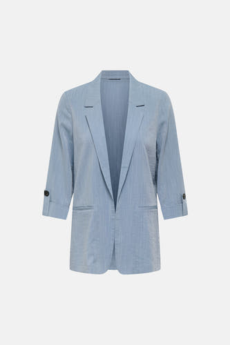 Blazer bleu de ONLY, avec manches trois-quarts et poches sur le devant, à motif uni.
