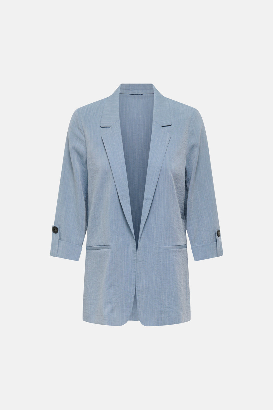 Blazer bleu de ONLY, avec manches trois-quarts et poches sur le devant, à motif uni.