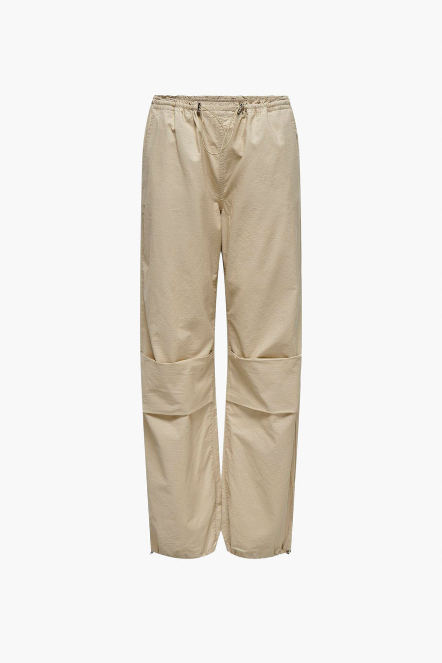 Beige broek van ONLY met een losse pasvorm en elastische tailleband.
