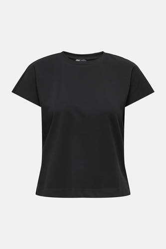 T-shirt noir à manches courtes de ONLY, couleur unie et col rond simple.