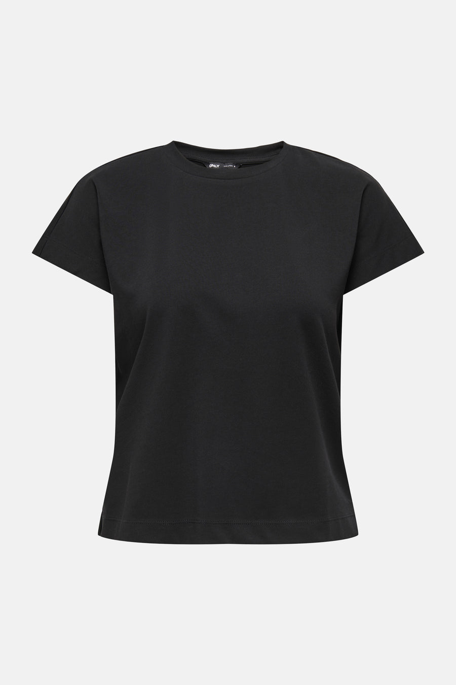 T-shirt noir à manches courtes de ONLY, couleur unie et col rond simple.