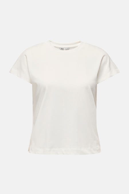 Wit T-shirt met korte mouwen van ONLY, effen design.