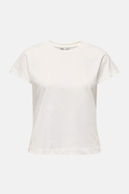 Wit T-shirt met korte mouwen van ONLY, effen design.