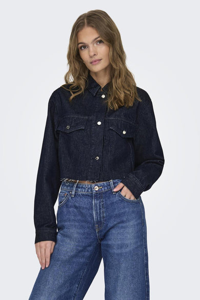 Dames tops jas jeansjas - dark blue denim