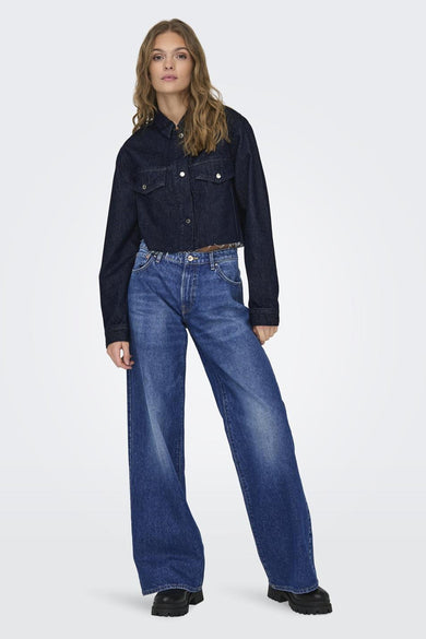 Dames tops jas jeansjas - dark blue denim