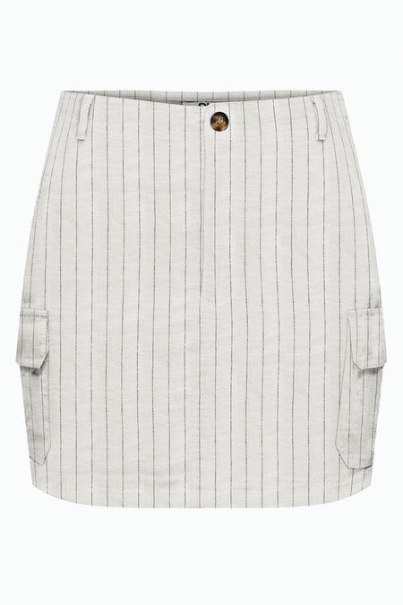 Jupe courte blanche ONLY avec motif de rayures et poches.