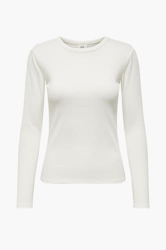 T-shirt à manches longues blanc de JDY, avec une subtile texture côtelée et une encolure ronde.