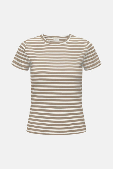T-shirt beige à manches courtes de JDY, avec un motif rayé.