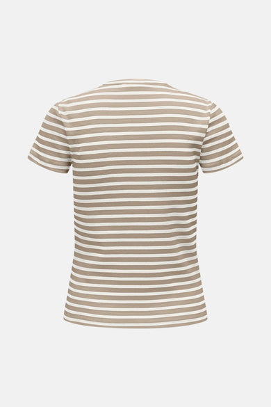 Beige T-shirt met korte mouwen van JDY, met een gestreept patroon.