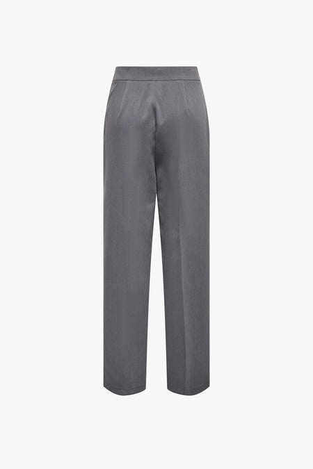 Grijze broek van ONLY, achterkant, met rechte pijpen en een effen ontwerp.
