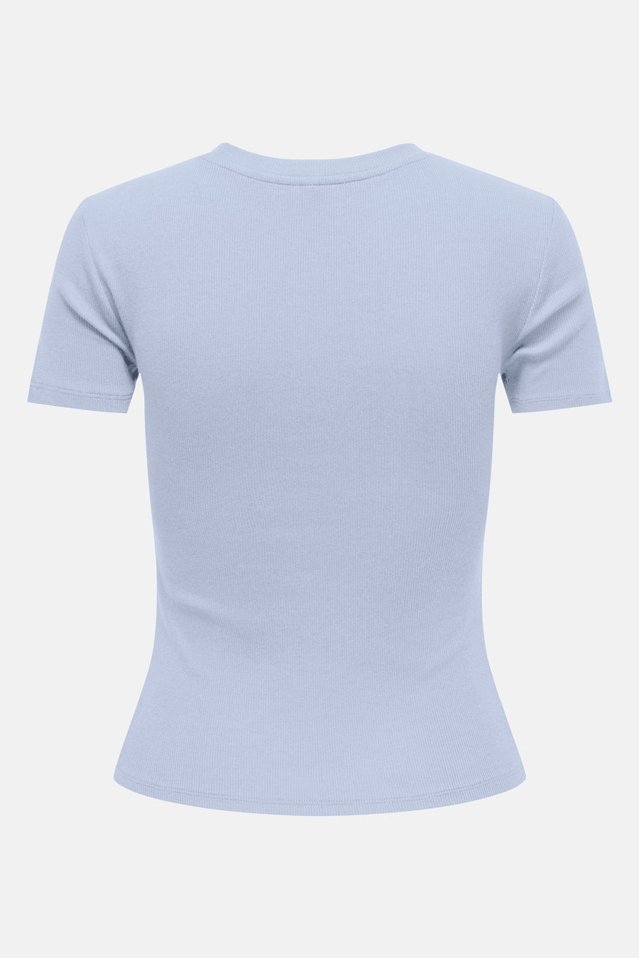 Blauw T-shirt met korte mouwen van ONLY, geribd en met een ronde halslijn.