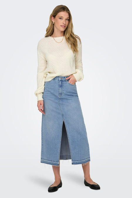 Rok (lang) Light blue denim - JDY