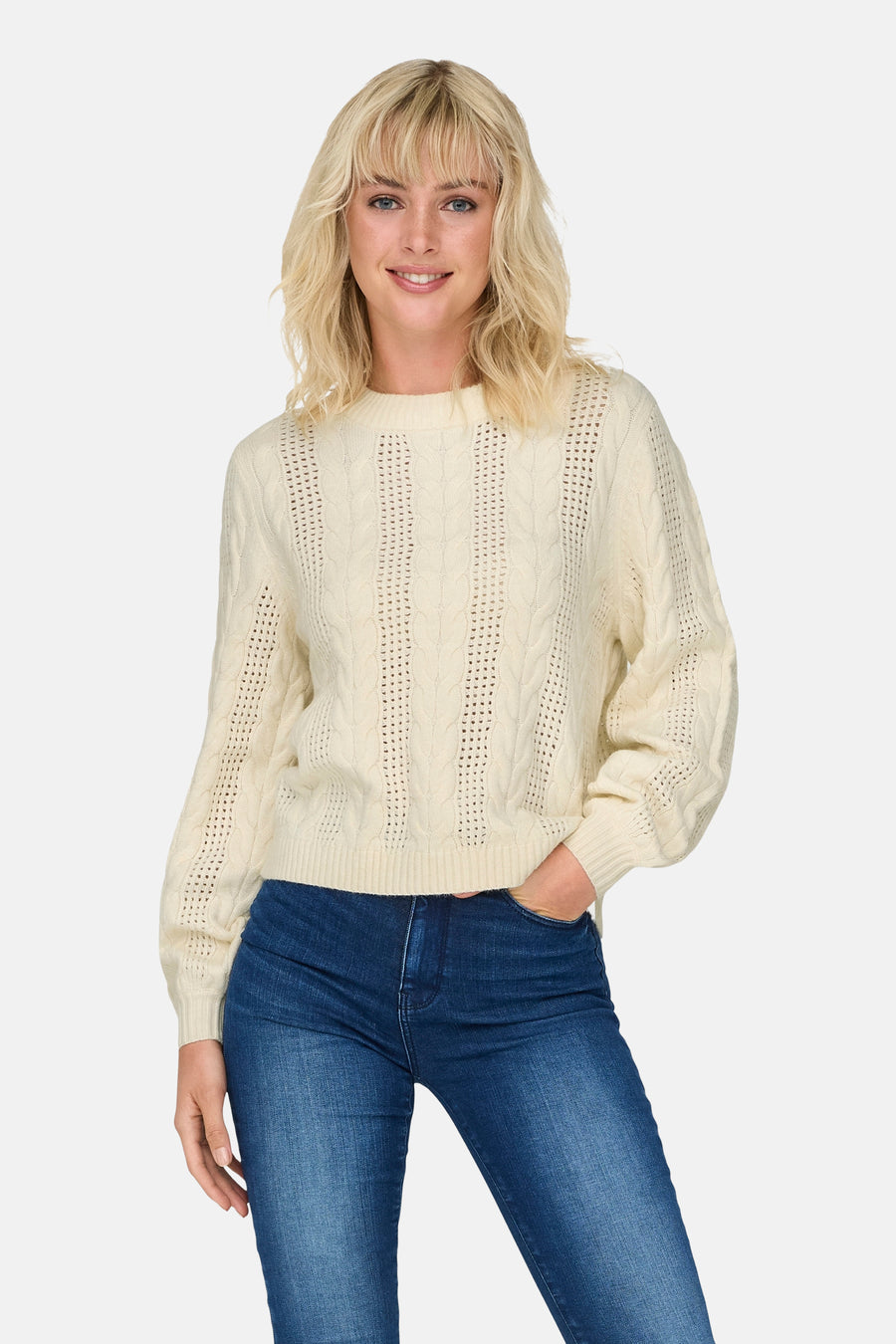 Pull met ronde hals - wit