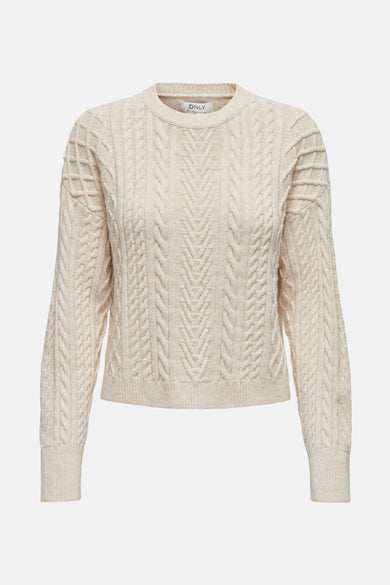 Pull met ronde hals - ecru