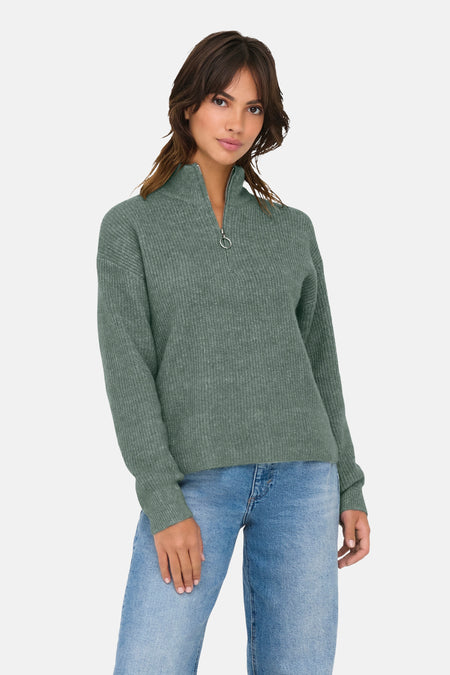 ONLTOKYO SOLID L/S ZIP PULLOVER KNT NOOS