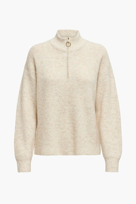 ONLTOKYO SOLID L/S ZIP PULLOVER KNT NOOS