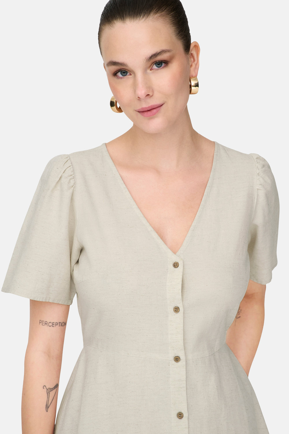 Kleedjes (korte mouwen) Ecru - ONLY®
